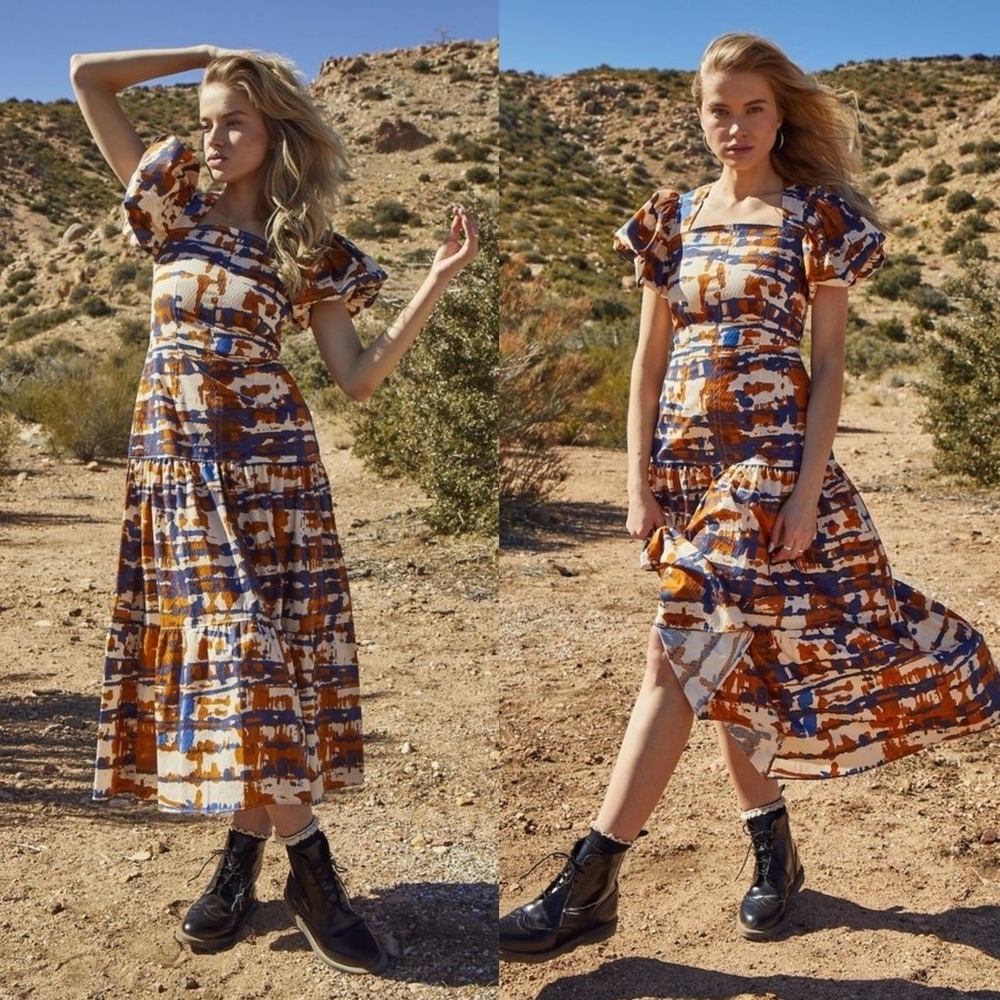 Hunter Bell Cassidy Midi Tiered A-line Dress Size 0